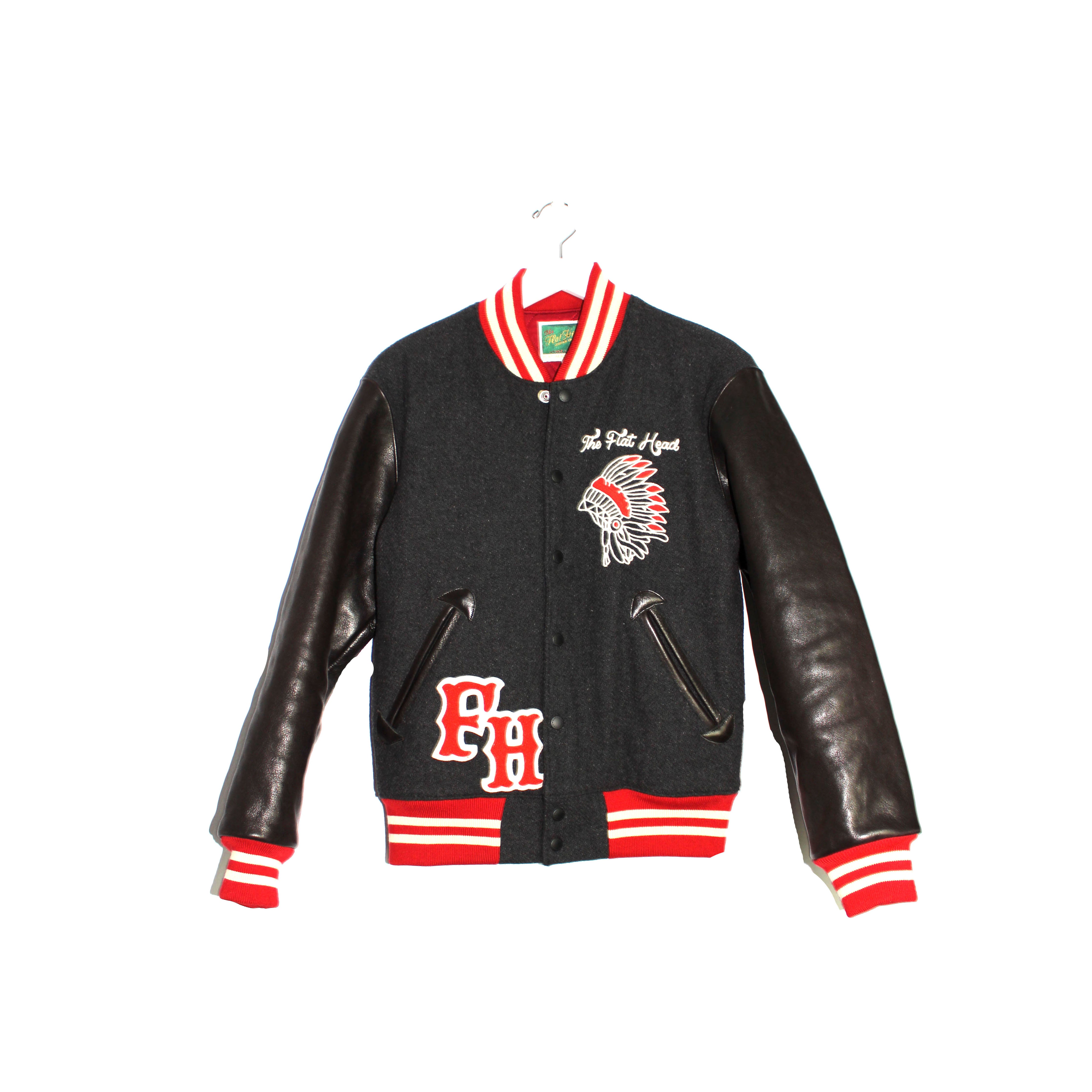 Applique Leather Wool Stadium Varsity Jacket – Paradise Found NYC